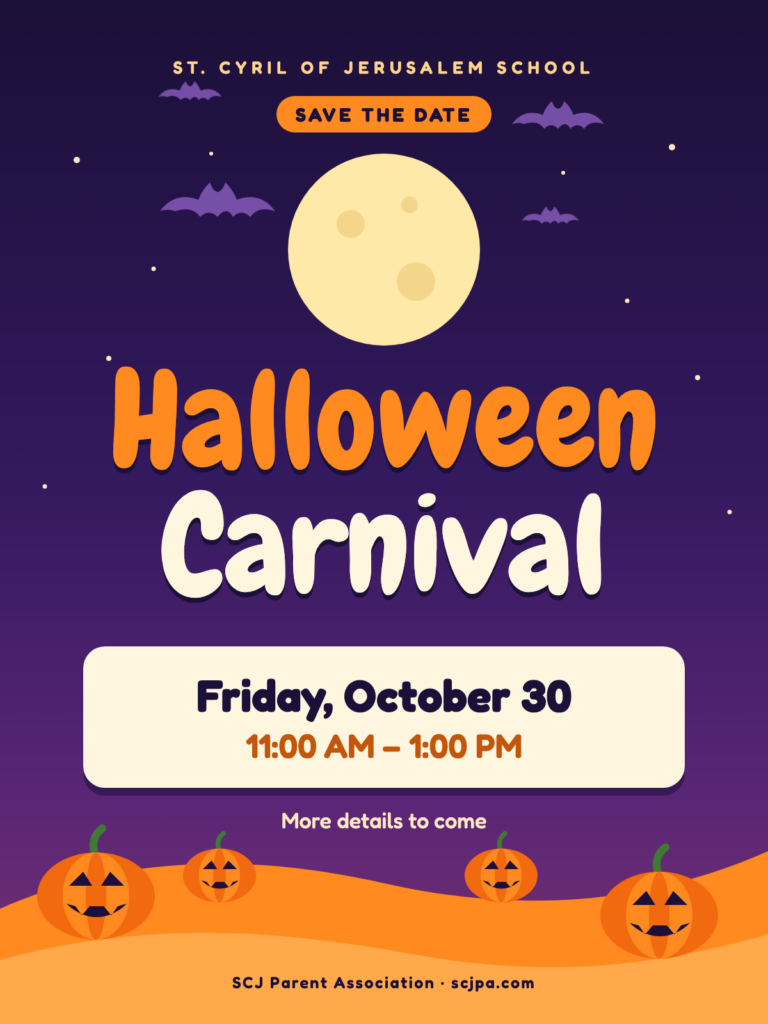 Halloween Carnival flyer — Friday, October 30, 2026, 11:00 AM–1:00 PM; save the date, more details to come
